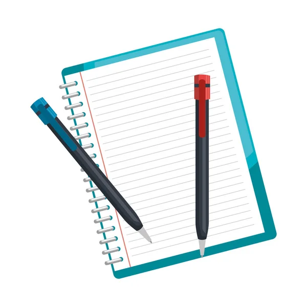 Notebook escola com lápis ícone isolado — Vetor de Stock