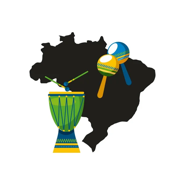 Instrumento de tambor do brasil —  Vetores de Stock