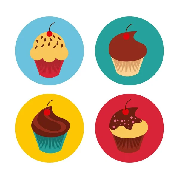 Design de cupcakes coloridos — Vetor de Stock