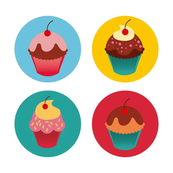 Design cupcake colorati — Vettoriale Stock