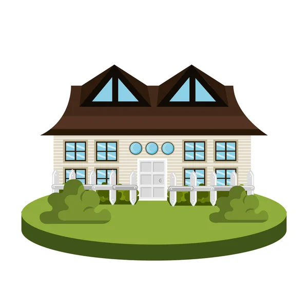 Beautiful house exterior icon — Stock Vector