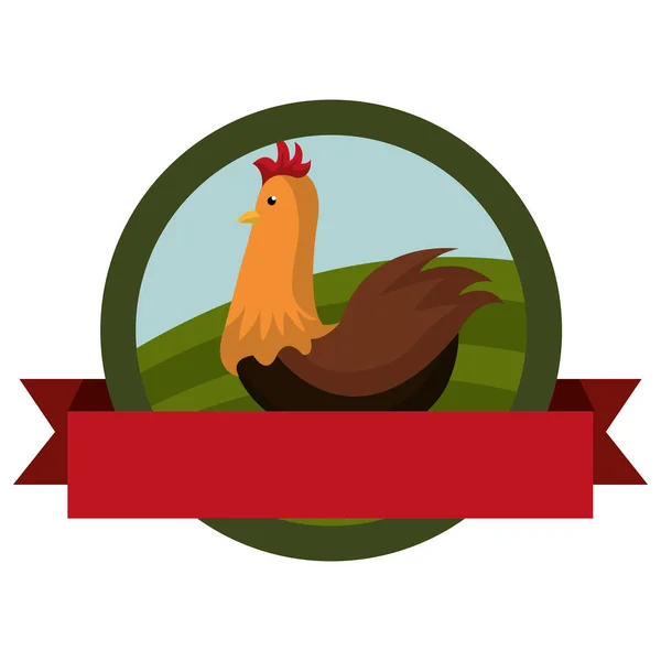 Emblema de granja animal con cinta — Vector de stock