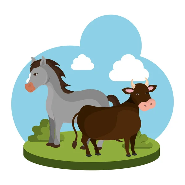 Animal farm in the field — Stock Vector