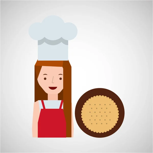 Cooker girl delicious cookie — Stock Vector