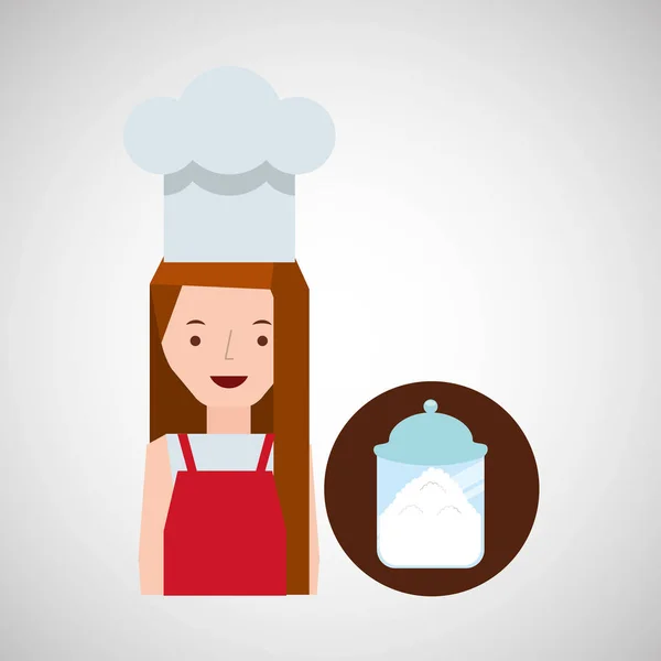 Cooker girl sugar pot — Stock Vector