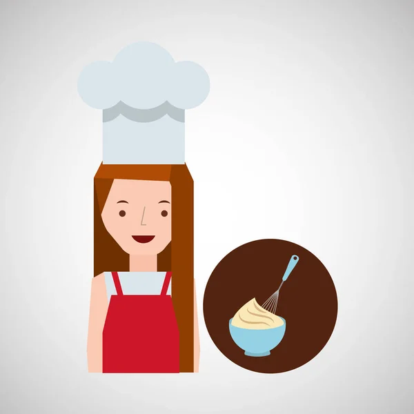 Cooker girl beater mix dough — Stock Vector