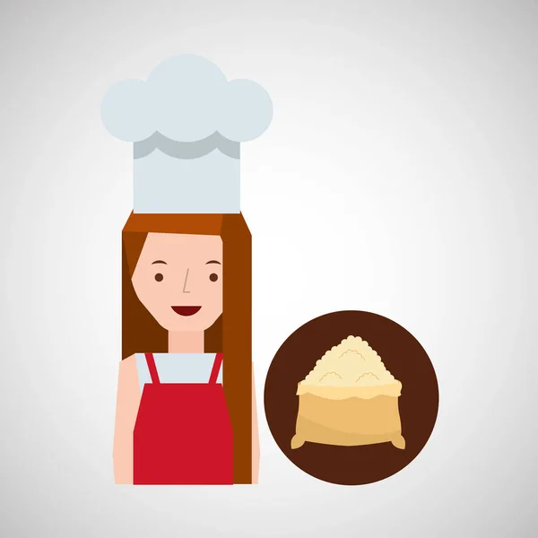 Cooker girl flour sack — Stock Vector