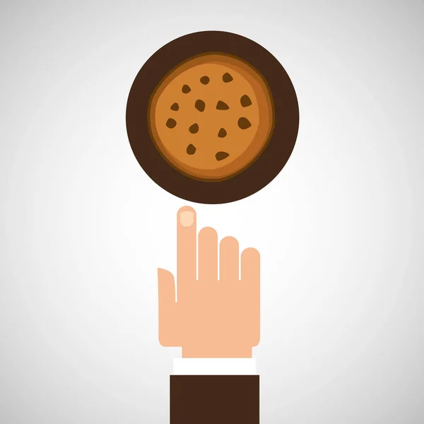 Hand with tasty cookie chocolate — Stock Vector