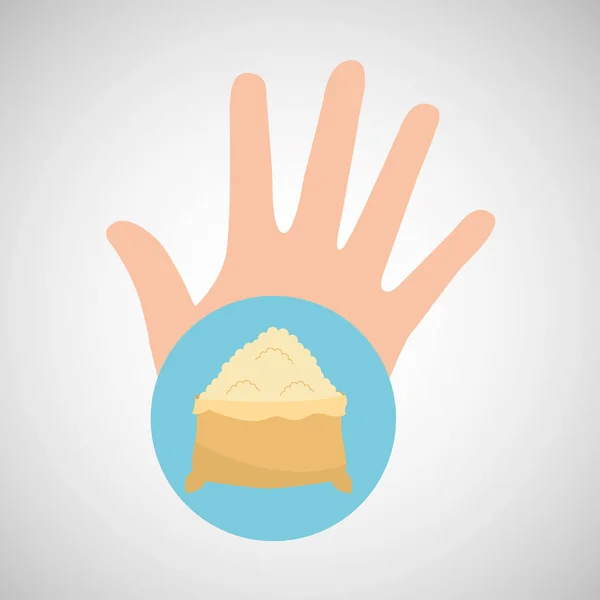 手と小麦粉袋の料理 — ストックベクタ