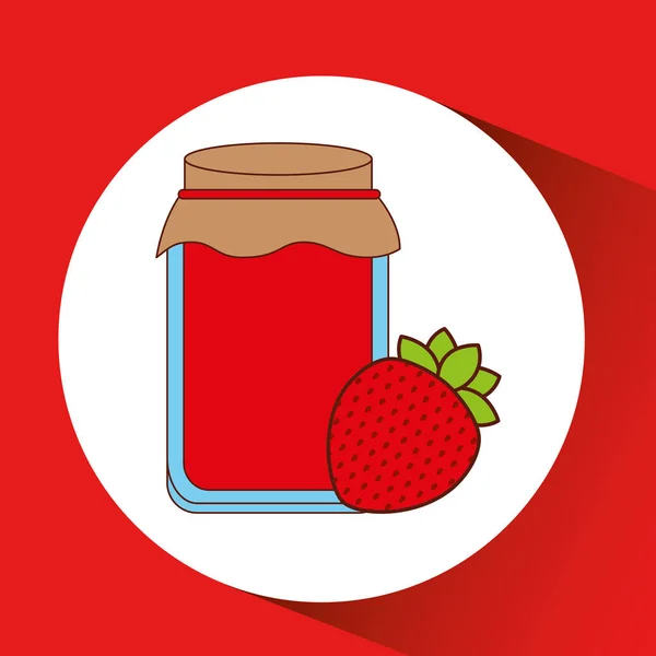 Main met confiture de pot de fraise — Image vectorielle