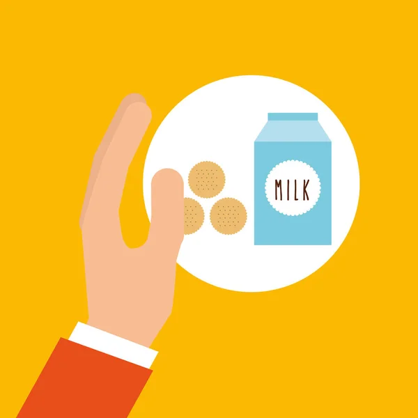 Pekárna vaření mléka rukou a soubory cookie — Stockový vektor