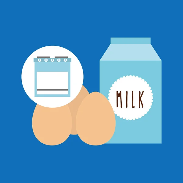 Kuchyně pekárna concept mléko vejce — Stockový vektor