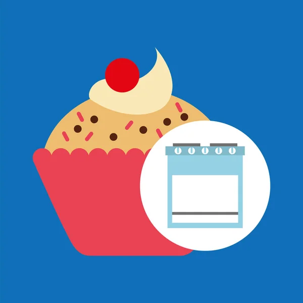 Kuchyně pekárna concept košíček cherry — Stockový vektor