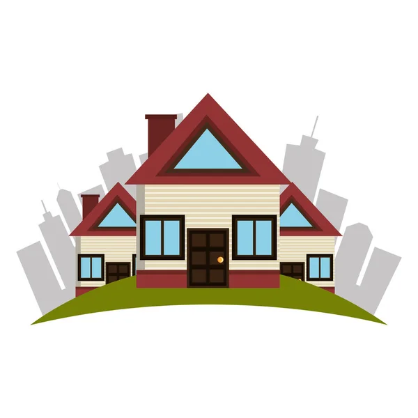 Beautiful house exterior icon — Stock Vector