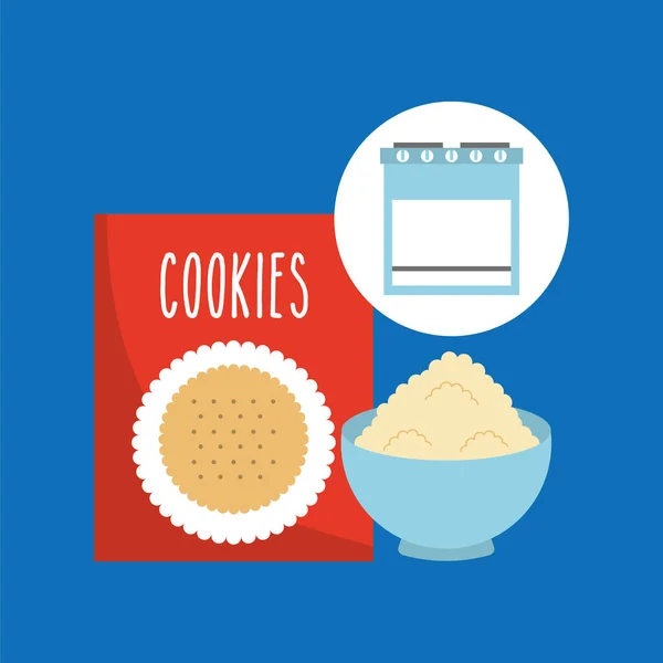 厨房烘焙概念框混合饼干 — 图库矢量图片