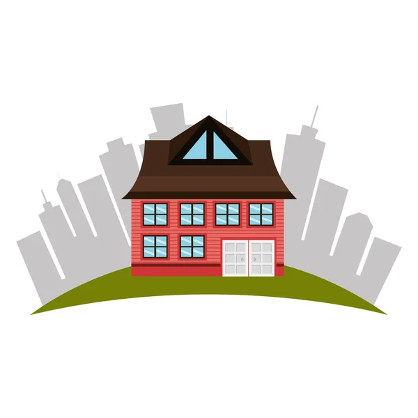 Beautiful house exterior icon — Stock Vector