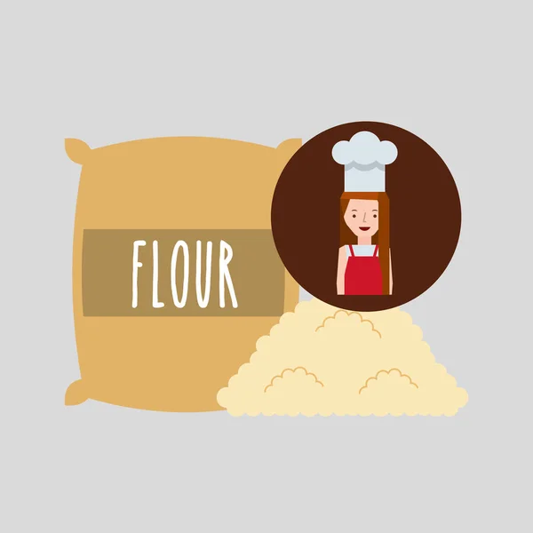 Cocina chica harina de trigo — Vector de stock