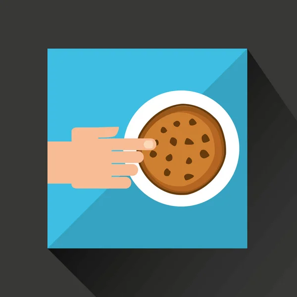 Main avec chocolat biscuit savoureux — Image vectorielle