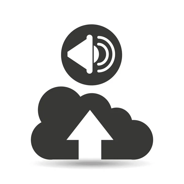 Ανεβάστε σύννεφο ήχου ηχείων — Διανυσματικό Αρχείο