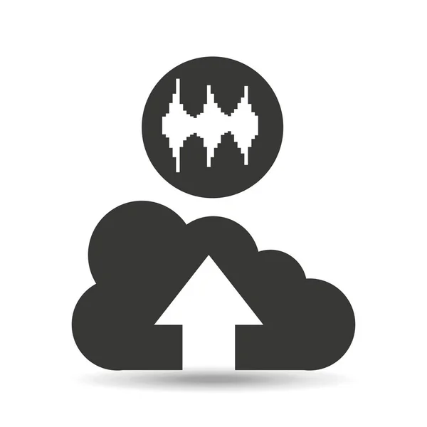 Upload cloud sound waves — Stock Vector