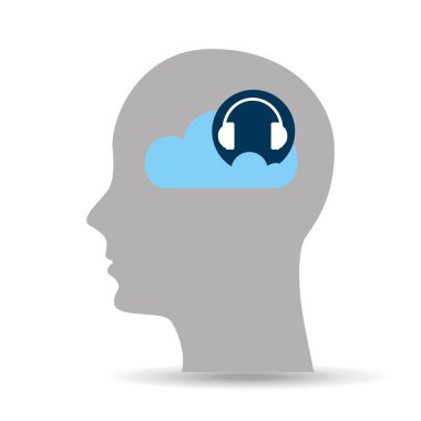 baş siluet bulut kulaklık müzik