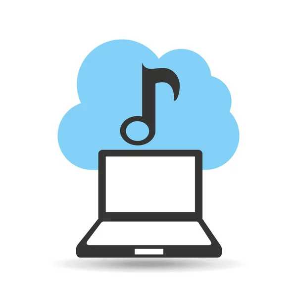 Tecnología música nube nota en línea — Vector de stock