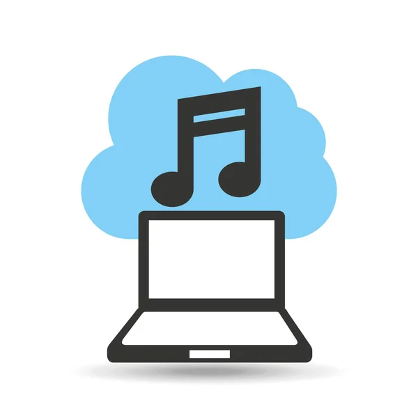 Tecnología de la nube de música diseño icono — Vector de stock