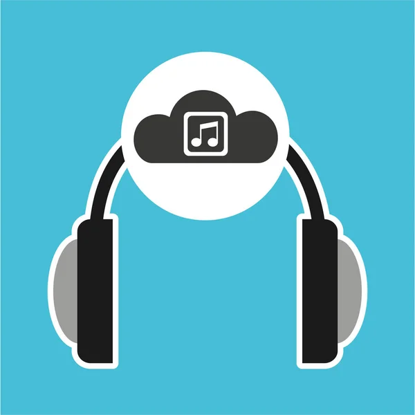 Música auriculares en la nube en línea — Vector de stock