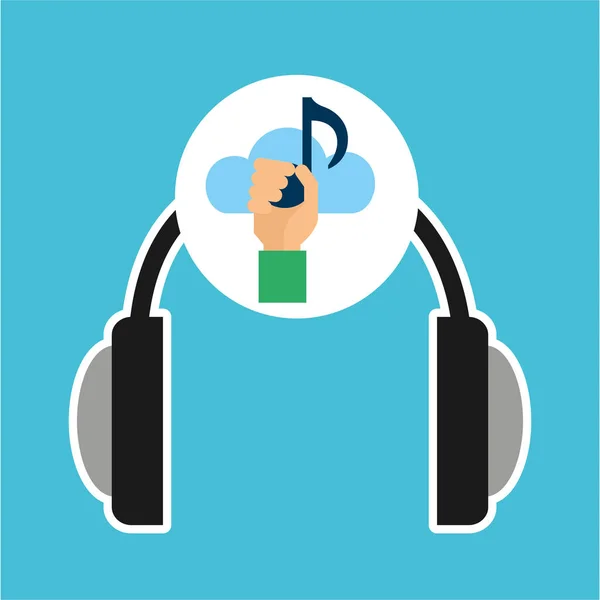 Music online cloud headphone  note — Stock Vector