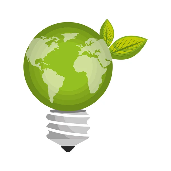 Energía del bulbo con ecología de las hojas — Vector de stock