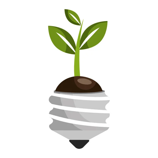 Bulb energy with leafs ecology — Stock Vector