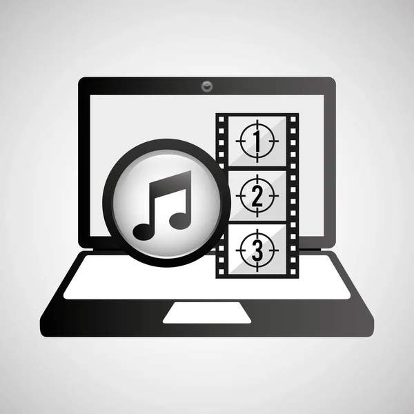 Laptop Media Player Musikvideo — Stockvektor