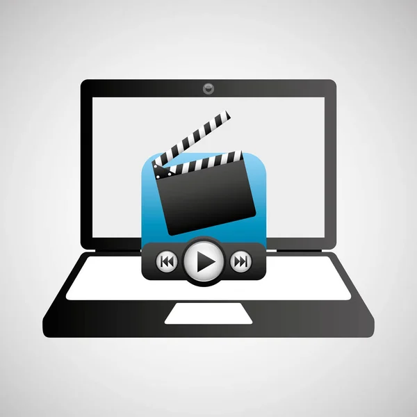 Computer portatile lettore multimediale film multimedia — Vettoriale Stock