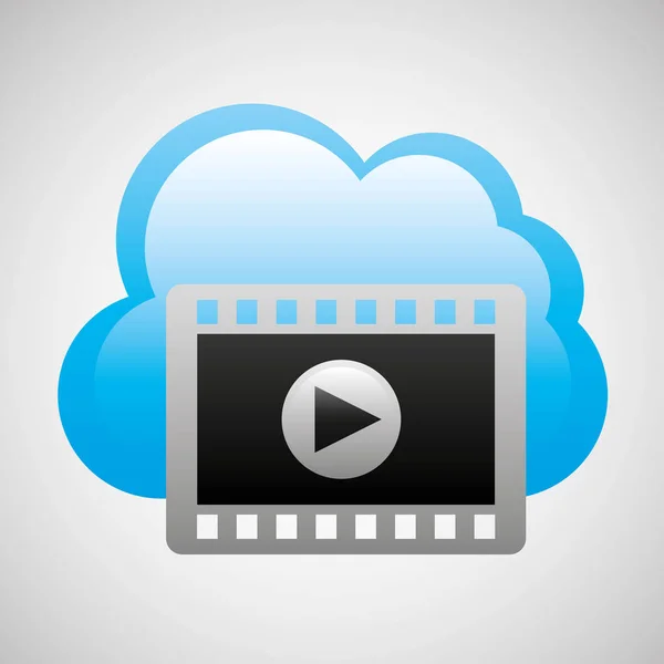 Cloud computing video player película — Archivo Imágenes Vectoriales