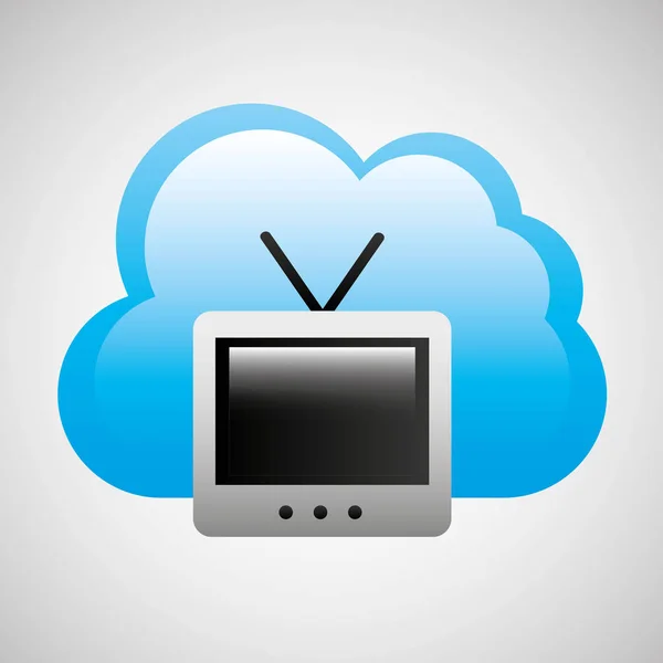 Computación en nube medios de televisión — Archivo Imágenes Vectoriales