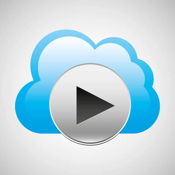 Cloud computing play botão multimídia — Vetor de Stock