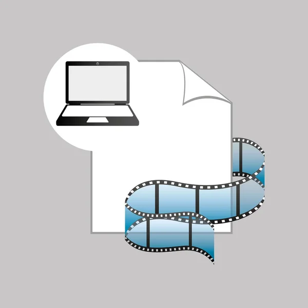 Laptop media player file film — Stock Vector