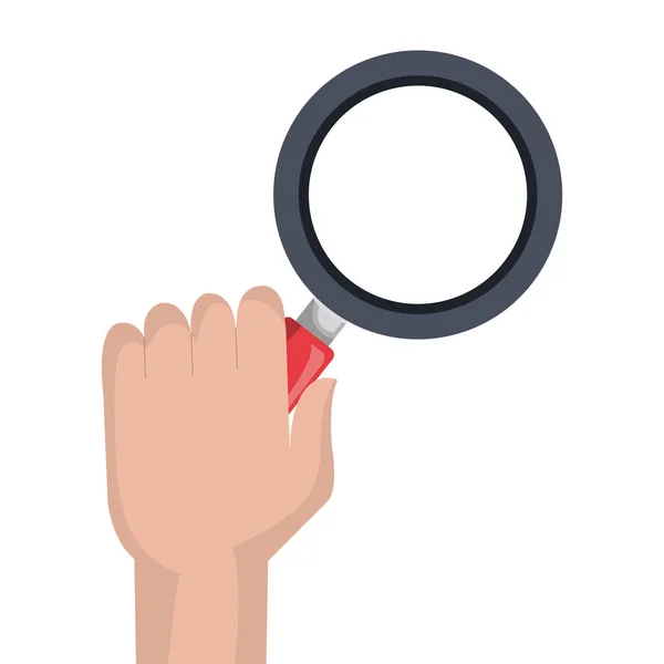 A Keresés nagyítóüveg elszigetelt ikonra emberi kéz — Stock Vector