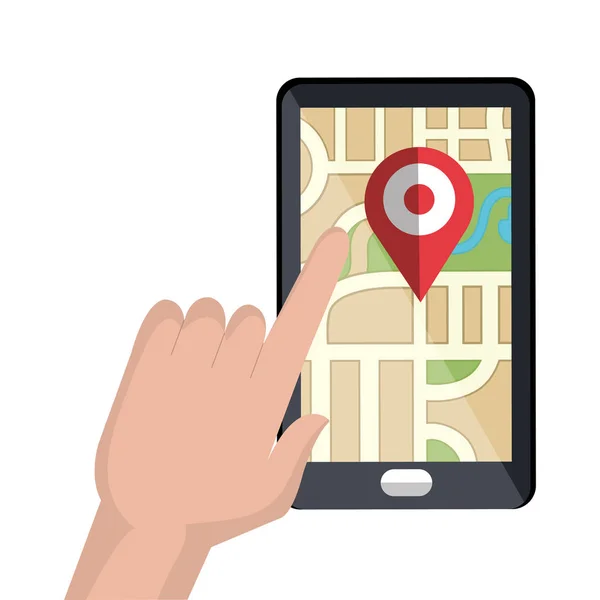 Smartphone con servicio gps — Vector de stock