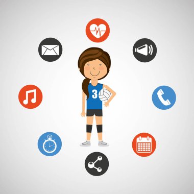 sport girl volleyball player graphic clipart