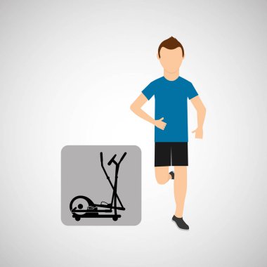 eliptik eğitmen koşan spor adam