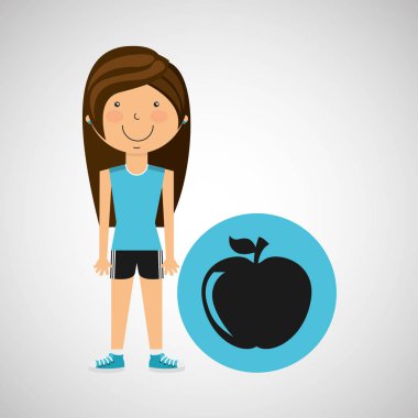 sporcu kız elma beslenme spor stil