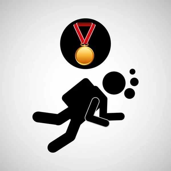 Diving medal sport extreme graphic — Stock Vector