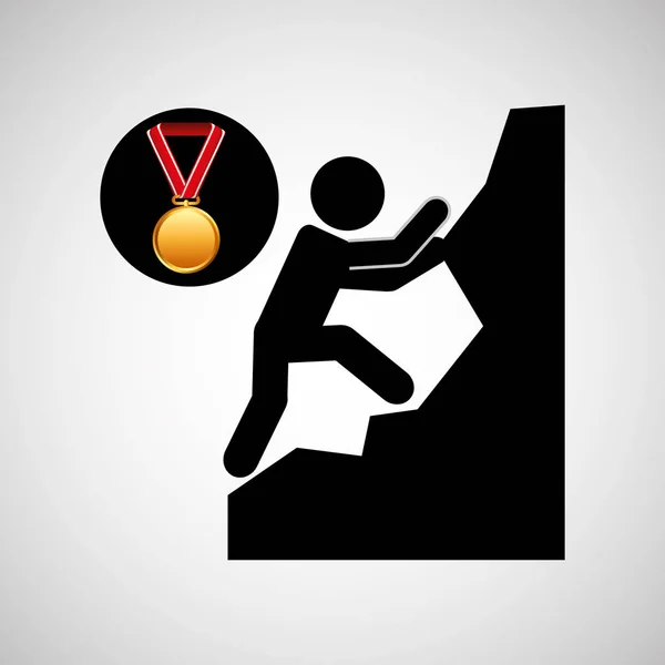 Rotsklimmen medaille sport extreme afbeelding — Stockvector