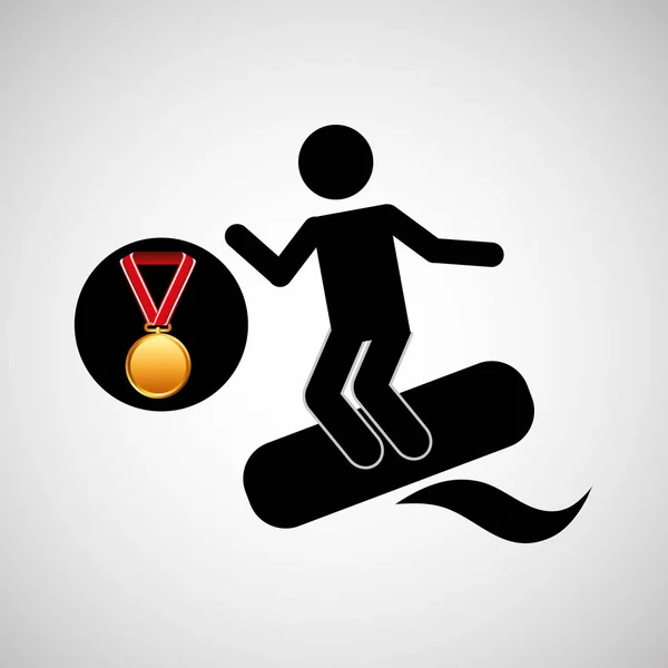 Surfing medal sport extreme graphic — Stock Vector