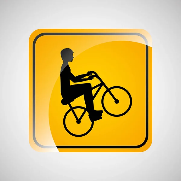 Ciclista persona signo deporte extremo diseño — Vector de stock