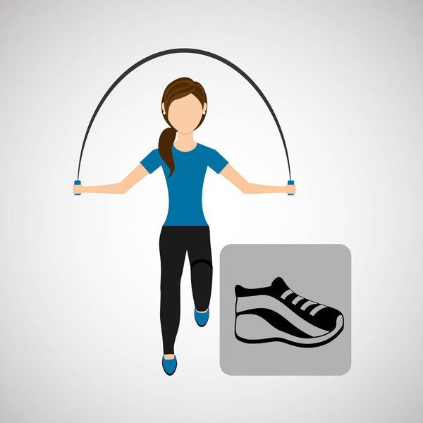 sport woman jumping rope sneaker