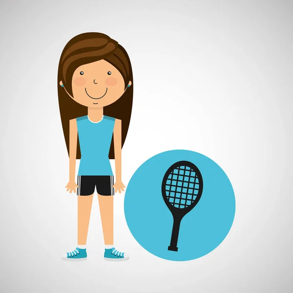Idrottsman flicka racket tennis sport stil — Stock vektor