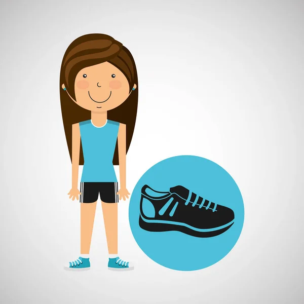 Atleta chica zapatilla de deporte estilo — Vector de stock