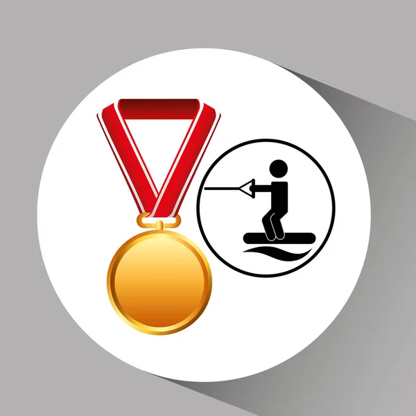Skate medaglia d'acqua sport grafica estrema — Vettoriale Stock